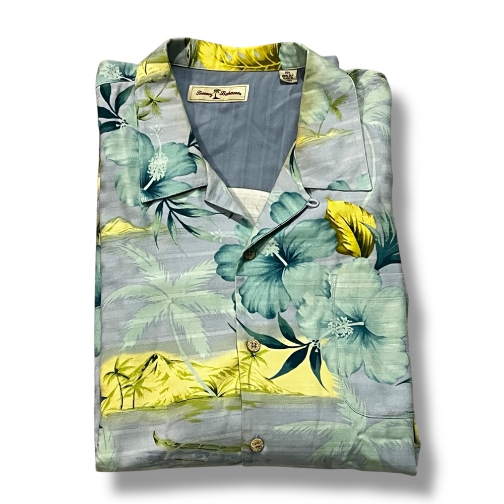Tommy Bahama Hawaiian Shirt Mens XXL 100% Silk Tropicial Island Flowers